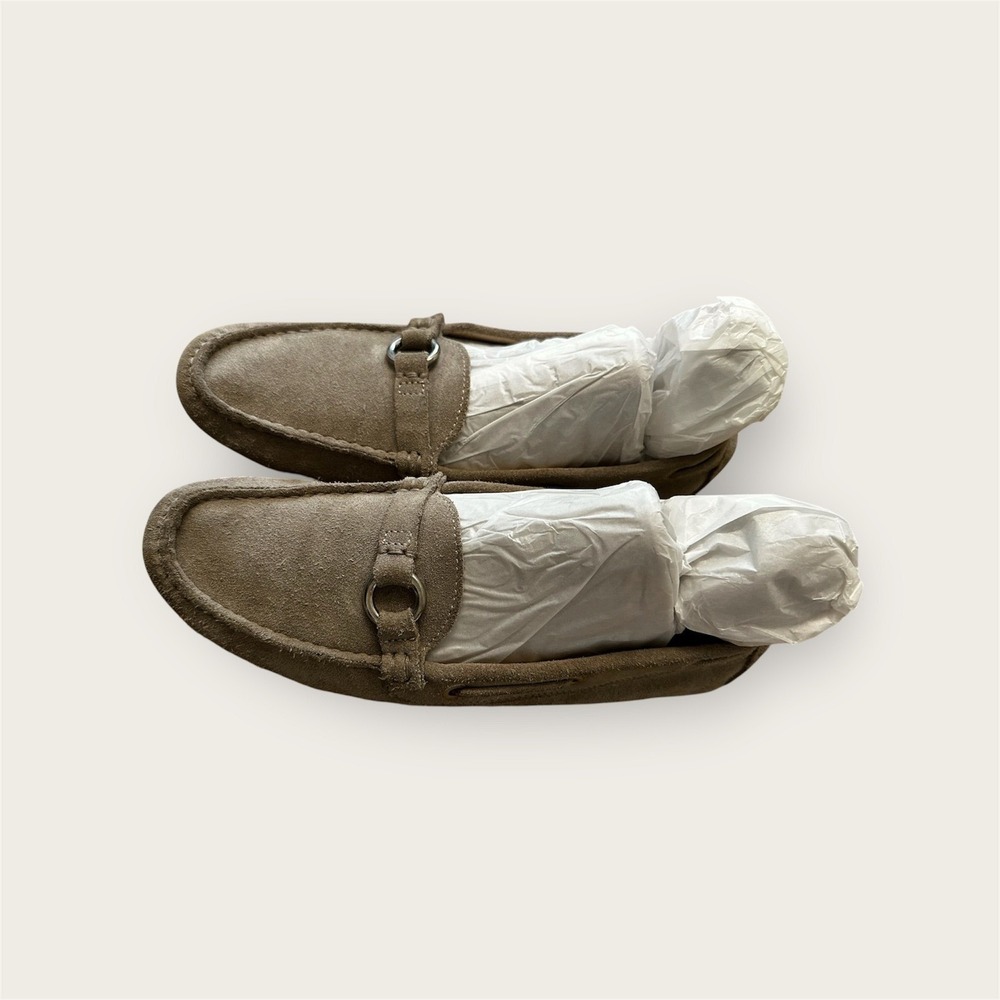 Boemos Classic Suede Horsebit Loafer Driving Moc Taupe 6.5